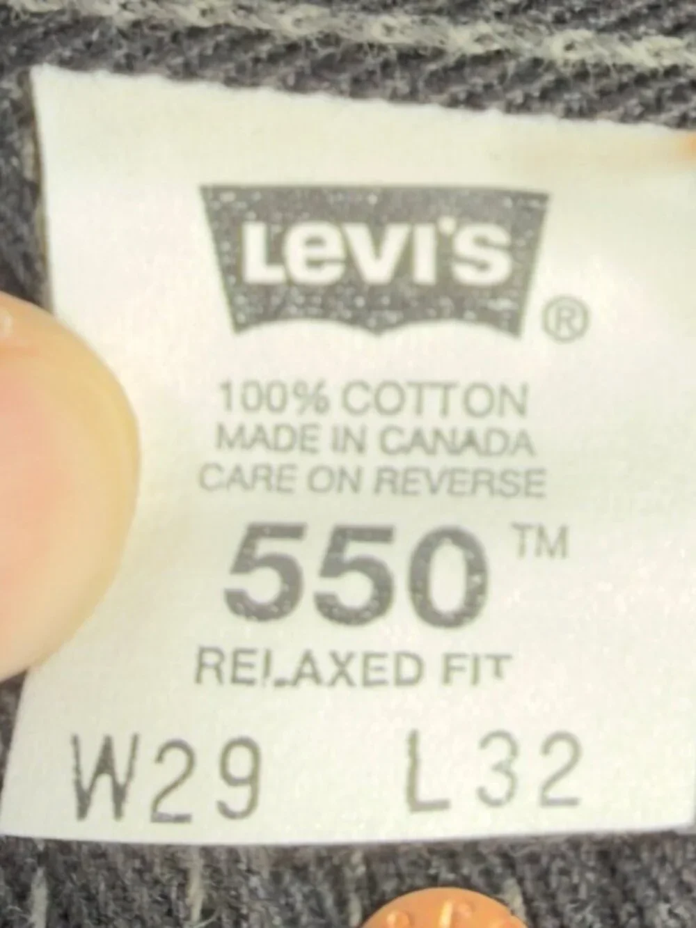 Levis 550 Jeans Mens 29x32 Black Cotton Relaxed Vintage 2003 Made in Canada NOS